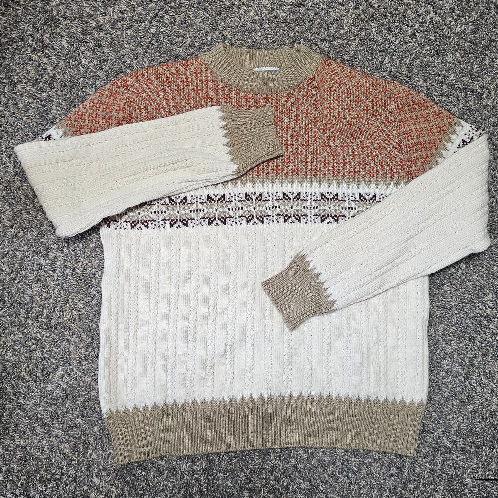 Vintage KP Collection Knit Sweater with Winter Design - Fall Colors